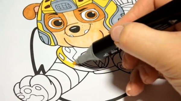 PAW Patrol Mighty Pups Rubble coloring Щенячий патруль Мегащенки  Крепыш раскраска