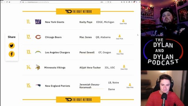My 2021 Mock Draft 2.0 Picks 11-20 | Dylan and Dylan React смотреть онлайн