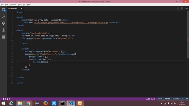 Print an array in Reverse order using AngularJS смотреть онлайн