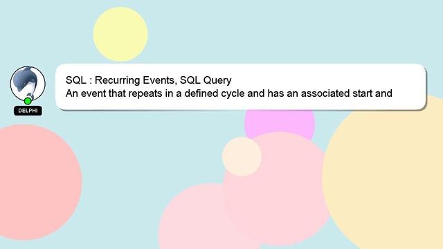 SQL : Recurring Events, SQL Query смотреть онлайн