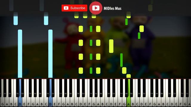 Teletubbies - Main Theme Intro Piano Tutorial (Sheet Music + midi) смотреть онлайн