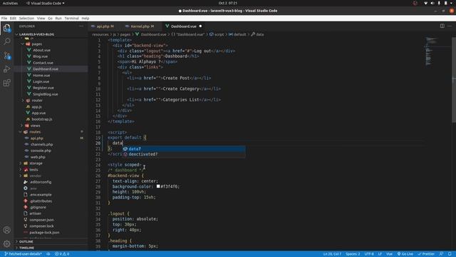Laravel 9 & Vue 3 Blog with Sanctum authentication #8 Fetch authenticated user's name смотреть онлайн