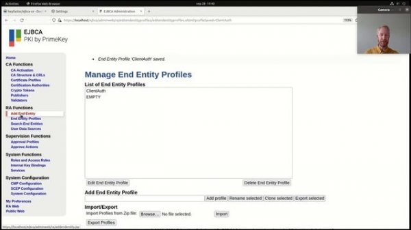 PKI Docker Container – Issue Client Authentication Certificate using EJBCA