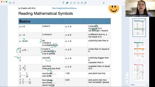 Чтение математических символов уровень Basics by English with MA смотреть онлайн
