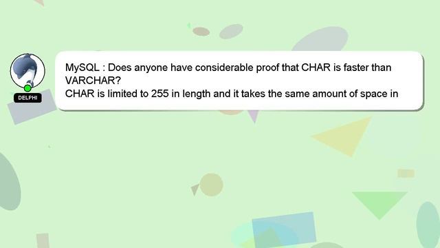 MySQL : Does anyone have considerable proof that CHAR is faster than VARCHAR? смотреть онлайн