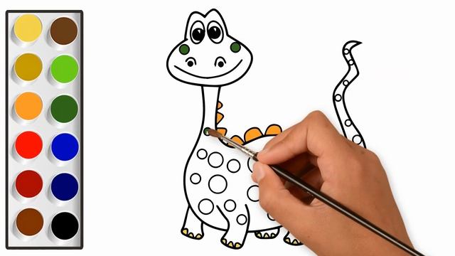 How to draw a cute dragonTeaching a child to draw a dragon| Dinosaur Color Splash смотреть онлайн