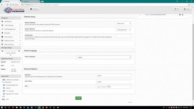 How to install wordpress on addon domain with CWP смотреть онлайн