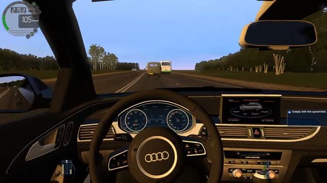 City Car Driving 1.5.2/Evening Driving Audi RS6 ABT 735HP/1080P/ смотреть онлайн