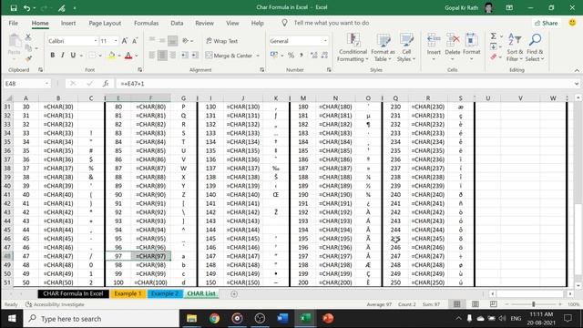 Char Formula in Excel смотреть онлайн