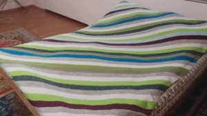 Плед связанный от угла( по диагонали) с 3-х петель из остатков пряжи.