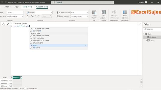 Add Financial/Fiscal Year Column In Power BI By @ExcelSujeet