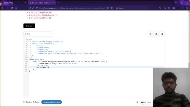 Merge In Between Linked Lists | Leetcode 1669 | Leetcode BiWeekly 40 | Java | Hindi. смотреть онлайн