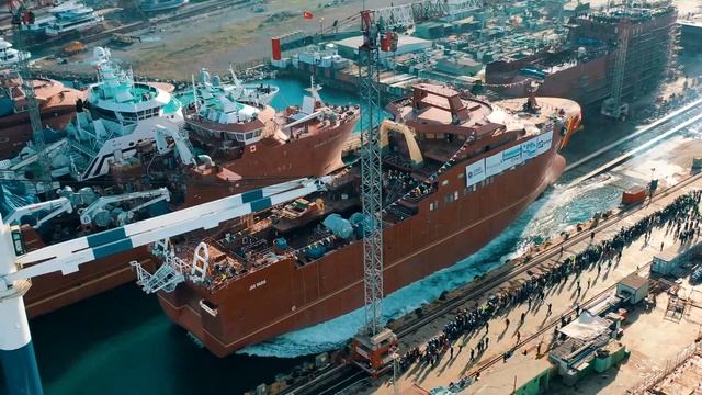 На турецком заводе Tersan Shipyard спустили на воду траулер Jan Maria проекта ST-119 смотреть онлайн