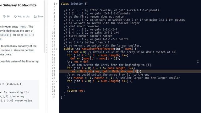 Leetcode 1330. Reverse Subarray To Maximize Array Value смотреть онлайн