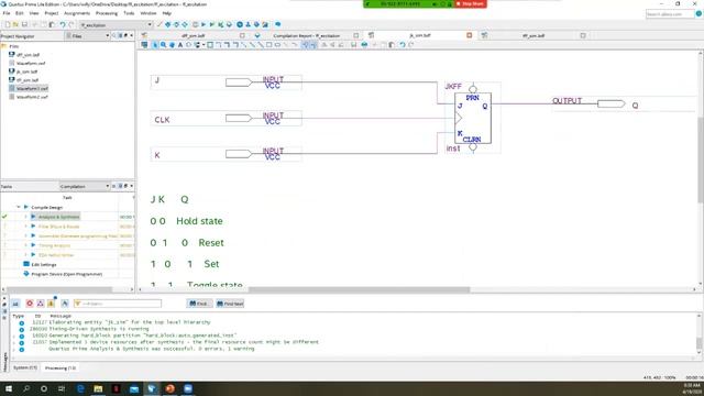Flip Flop Functional Simulation, Quartus Prime