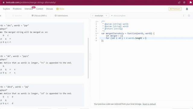 1768. Merge Strings Alternately with JavaScript | Leetcode with javascript #leetcode #youtube #logi смотреть онлайн