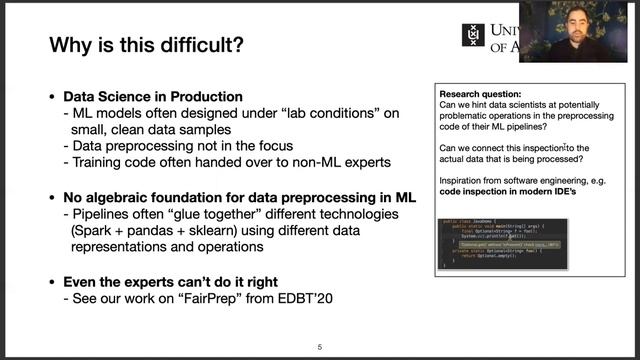 Lightweight Inspection of Data Preprocessing in Native Machine Learning Pipelines (CIDR 2021) смотреть онлайн