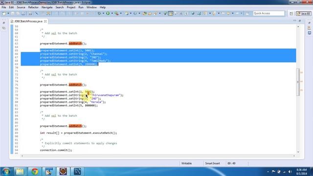JDBC Batch Processing Demo using PreparedStatement | JDBC смотреть онлайн