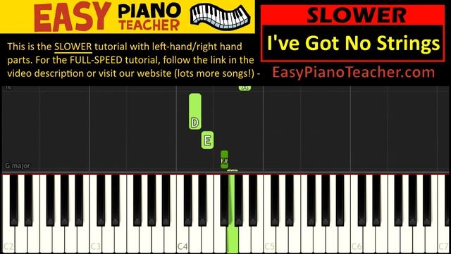 EASY piano: I've Got No Strings keyboard tutorial SLOW (Disney's Pinocchio) by #EPT смотреть онлайн
