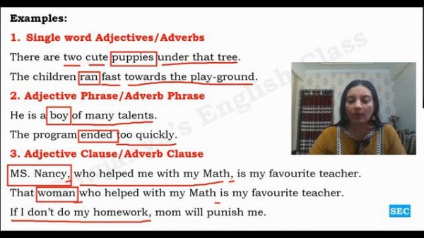 MODIFIERS in English - Pre & Post Modifiers - Adjectives & Adverbs as Modifiers - Examples- Quiz
