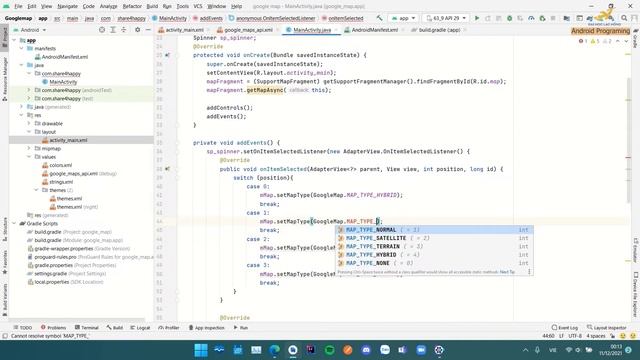 Android Programming - Nhúng Google Maps vào ứng dụng (chọn chế độ hiển thị maps) смотреть онлайн