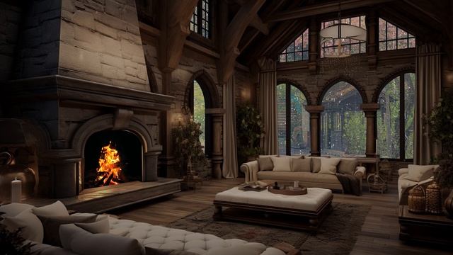 Apareció Un Poco De Lluvia, Haciendo Frío - Rain With Fireplace Sounds, Satisfying Sounds