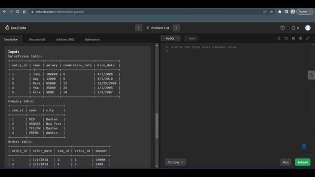 SQL Interview Questions |Leetcode SQL 607.Sales Person #leetcode #sqlinterviewquestions смотреть онлайн