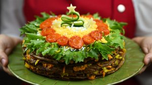 Новогодний Печёночный закусочный торт! Мужчины оценят!