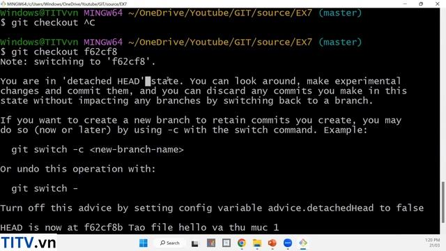 Học Git và Github - Bài 10. Câu lệnh GIT CHECKOUT chuyển đổi giữa các commit trong Git смотреть онлайн