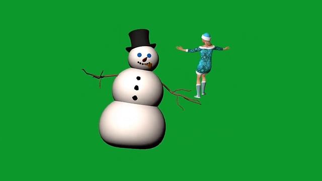 GREEN SCREEN... НОВОГОДНИЙ ФУТАЖ - СНЕГУРОЧКА И СНЕГОВИК ТАНЦУЮТ! ДЛЯ МОНТАЖА ВИДЕО НА ХРОМОКЕЙ...