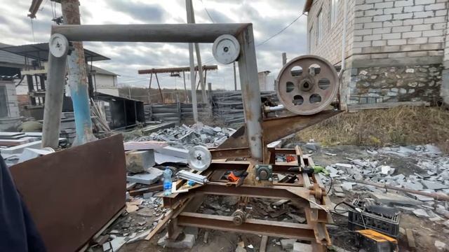 Канатка своими руками. wire saw. Распиловка гранита канатной машиной. смотреть онлайн
