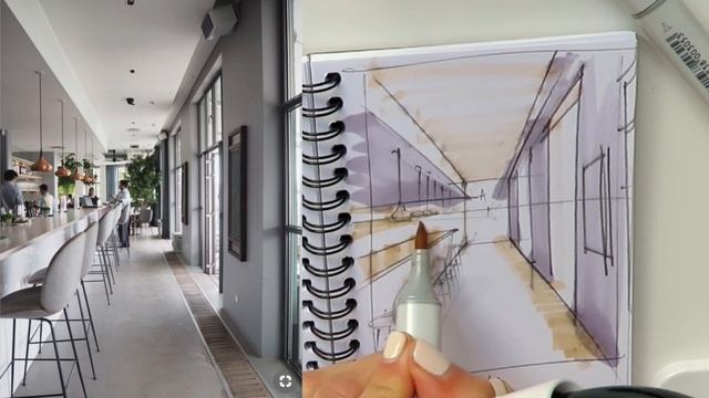 Eps.5 ✏️15-MIN SKETCH CHALLENGE: how to draw a restaurant in 1-point perspective смотреть онлайн