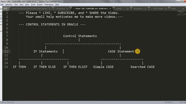 Tutorial 6 : CONTROL Statements in Oracle смотреть онлайн
