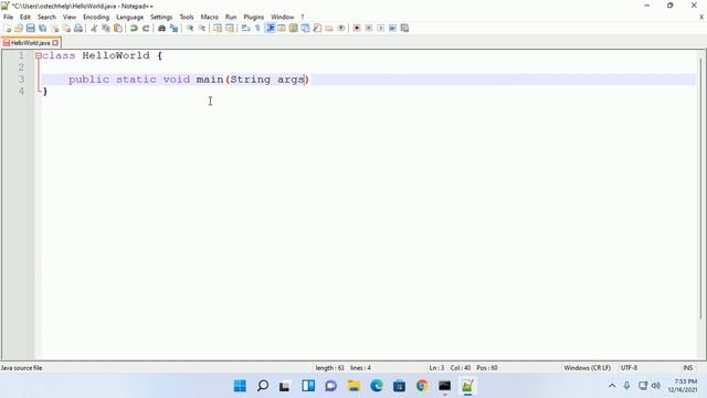 How to compile and run java program from command prompt code written in notepad++ in Windows 11 смотреть онлайн