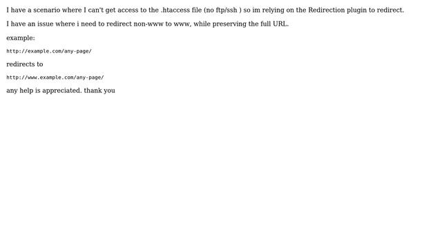 Wordpress: Redirect non www to www using redirection plugin regex смотреть онлайн