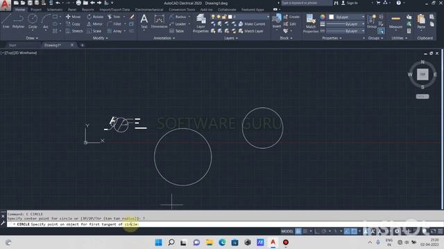 Tan tan radius and tan tan tan method in AutoCAD смотреть онлайн
