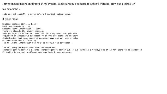 Databases: Install Galera but mariadb existing on system смотреть онлайн