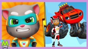 Говорящий Том Герои vs Вспыш и Чудо-Машинки.Морозные Гонки для Мультгероев.Кто Круче и Быстрее