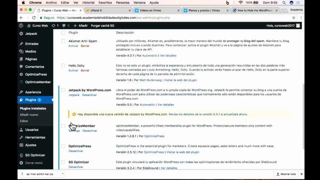 Clase 30 - Esconder el Admin Bar de WordPress - Cómo Construir Un Sitio Web De Membresías смотреть онлайн