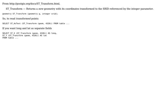 GIS: Convert geometry to latitude-longitude using PostGIS ST_Transform (3 Solutions!!) смотреть онлайн