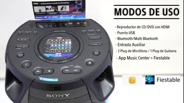 MHC-V43D | Sistema de audio de alta potencia V43D con tecnología BLUETOOTH® смотреть онлайн