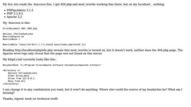 .htaccess file not being read on localhost (2 Solutions!!) смотреть онлайн