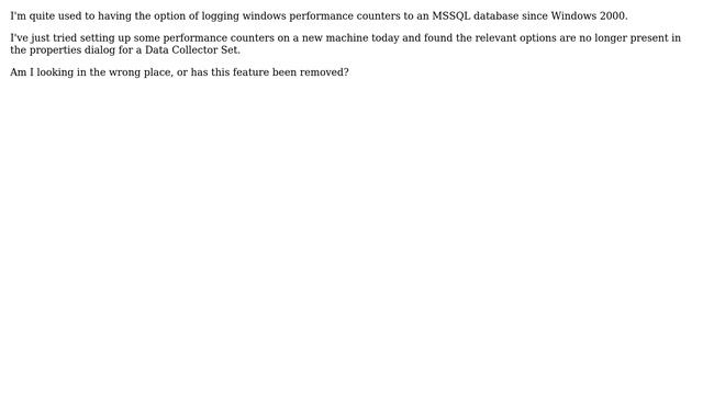 Where has performance monitor SQL logging gone in Windows 2008? смотреть онлайн
