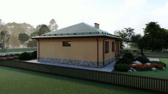 Проект красивого одноэтажного дома 11х11 97 кв.м. | SketchUp + Lumion смотреть онлайн