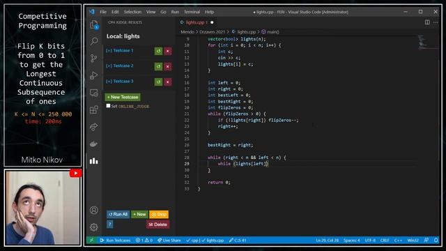 Flip K zeros to get the Longest Continuous Subsequence of ones смотреть онлайн