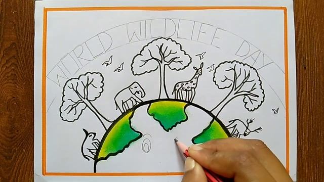 World Wildlife Day Poster drawing, March-3 | How to draw save animal save earth смотреть онлайн