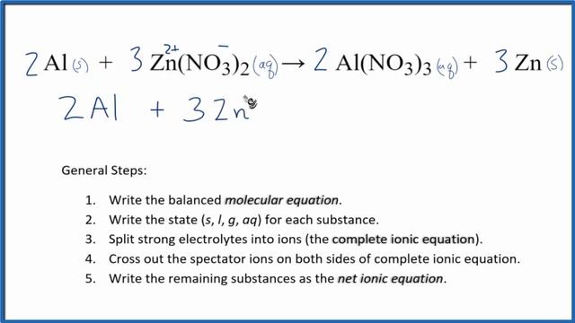 How to Write the Net Ionic Equation for Al + Zn(NO3)2 = Al(NO3)3 + Zn смотреть онлайн