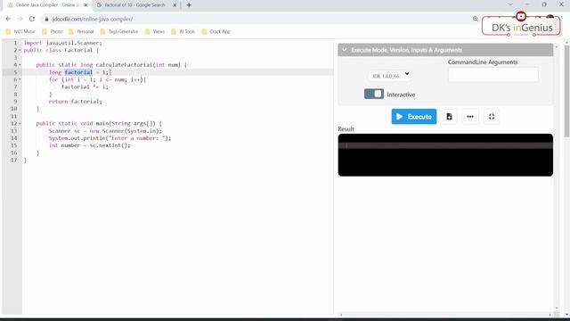 Java program to calculate the factorial of a number смотреть онлайн