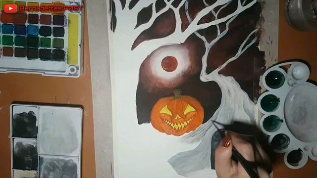 Halloween Watercolor Painting смотреть онлайн