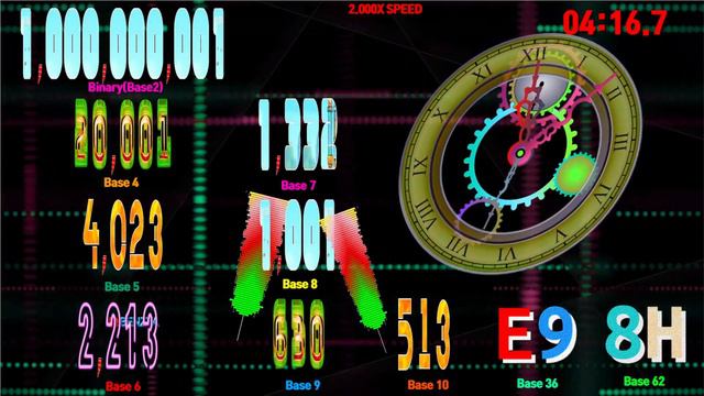 Numbers 1 To 1,000 With Base (2,3,4,5,6,7,8,9,36,62) Countup Timer  Alarm🔔